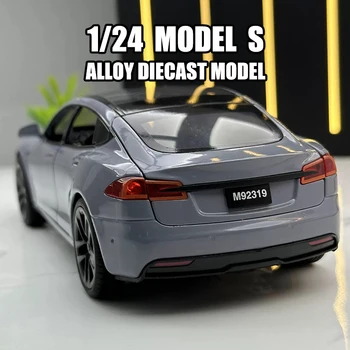 1/24 Tesla Model S Metalų Lydinio, Diecast Modelio Automobilių Miniatiūros Modeliavimas Garso ir Šviesos Transporto priemonės, Dovanos Vaikinui, Žaislai Vaikams