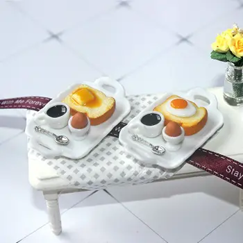 1 Set 1/12 Miniatiūriniai Lėlių Dervos Taurę Kiaušinių Kavos Pusryčiai Blyth OB11 Lėlės Namas Žaisti Virtuvės Žaislas Accessories