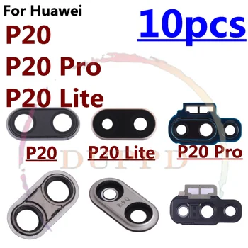 10vnt/Daug 100% Originalus Naujas Huawei P20 Pro Lite Atgal Galinio vaizdo Kamera, Stiklinis Lęšis Rėmo Dangtis Su Adhensive Remontas Dalis