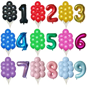 11pcs Vaikams Gimtadienio Balionai Baby Berniukas ir Mergaitė Folija Balioną Helio Ballon Pirmą 1st Birthday Party Baby Shower Papuošalai