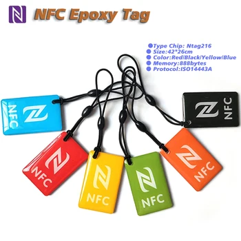 1Pc Epoksidinės Mini Kortelės NTAG216 NFC Lipdukas 888 Baitų Artumo 13.56 MHz ISO14443A Mažas RFID Žymę 42*26cm Vandeniui Pulteliais Žetono