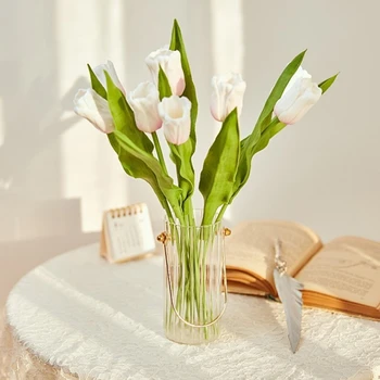 1PCS Tulpių Dirbtinių Gėlių EV Minkštas Nekilnojamojo Touch Dirbtinių Puokščių Netikrą Gėlių, Vestuvių Dekoravimas Gėlėmis Namų Dekoro Garen
