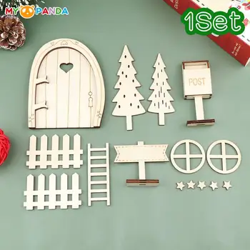 1Set 1:12 Miniatiūriniai Lėlių Kalėdų Dekoro Pasakų Durys, pašto Dėžutės, Tvoros Kalėdų Medžio Kopėčios Modelis 