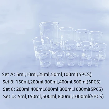 1set Lab stiklinė, Borosilikatinio Stiklo visų dydžių cheminio eksperimento Laboratorinės Įrangos, Visų dydžių
