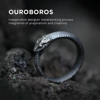 2021 Naujo Dizaino Juodos Gyventi Burną Ouroboros Pora žiedas Tamsiai Pioneer Dovanų Šalis