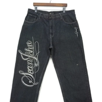 2023 Street Naujas Populiarus Raidžių Siuvinėti Džinsai Moteriška Y2k Retro Mados Tendencija Aukšto Juosmens Plonos Tiesios Kelnės Punk Baggy Jeans