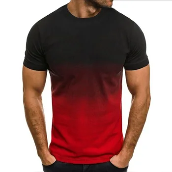 2023 Vasarą karšto vyrų plonas prarasti trumpas rankovės vyrų mados Gradientas serijos paaugliams 3D atspausdintas apvalios apykaklės marškinėliai didelis