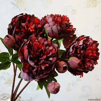 221219008Luxury Versalio Rūmai Bijūnas Dirbtinės Gėlės šakos, lapai Šilko bijūnų flores artificiales Namų vestuvių