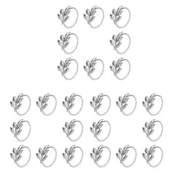 24PCS Lapų Servetėlių Žiedai Metalo Sidabro Servetėlių Laikiklis Stalo Servetėlių Žiedai Valgomasis Stalas Kasdien Šalys