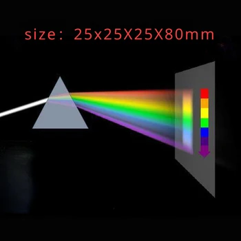25X25X80mm Trikampė Prizmė BK7 Optinio Stiklo Prizmės Fizikos Mokymo Refracted Šviesos Spektras Vaivorykštės Vaikai Studentai Pateikti
