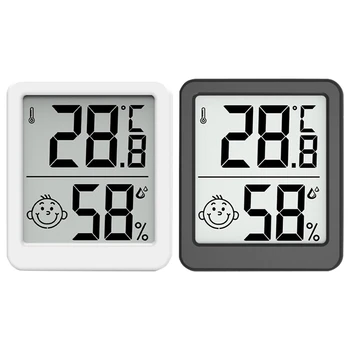 2VNT LCD Skaitmeninis Termometras su Drėgmėmačiu Patalpų Elektroniniai Kambario Temperatūros Drėgmės Matuoklis Jutiklis White&Black