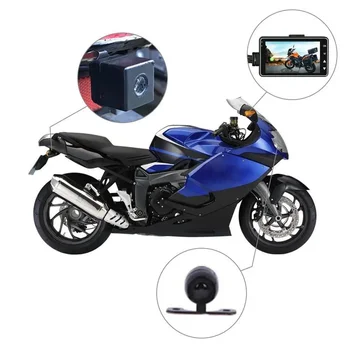 3 colių LCD Ekranas, Motociklų DVR Kamera, Diktofonas 1080P HD G-sensor Motociklą Priekiniai Galinio vaizdo Dvigubo Objektyvo Brūkšnys Cam Kamera