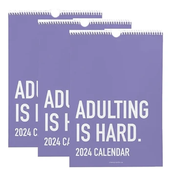 3PCS Adulting Yra Sunku 2024 Kalendorius, 2024 Mėnesio Įkvepiantį Sieninis Kalendorius Suaugusiems, Planuotojai 
