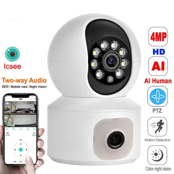 4MP WiFi PTZ Kamera, Dual Lens Auto Stebėjimo VAIZDO Stebėjimo Kamera Spalvotas Naktinis Matymas Žmogaus Aptikti Saugumo Apsaugos