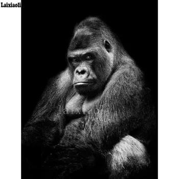5D PASIDARYK pats visiškai apvalūs/kvadratiniai Diamond Siuvinėjimo Ape Orangutan Šimpanzė Beždžionės Deimantą Tapybos Kryželiu mozaikos Namų Dekoro meno