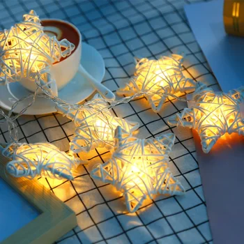 5M 20 LED Rotango Star String Žibintai Prijungti Kalėdų Žvaigždė Girliandą Šviesos Medžio Apdaila Atostogų Vestuves Star Styginių Šviesos