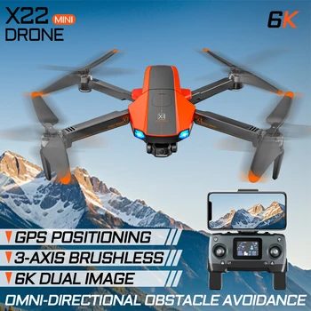 6K ESC 3-Ašis Gimbal Brushless GPS Padėties nustatymo 5G WIFI 360 Kliūtis, Išvengti Profesinių RC Dron Quadcopter JJRC X22 Drone