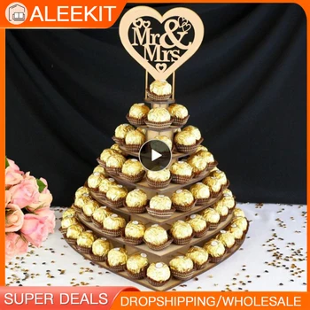 7 Raidėmis Širdies Mr & Mrs Ferrero Rocher Piramidės Vestuvių Šokolado Desertas, Saldainiai Stendas Turėtojas Valentino Dieną Šokoladas Dovanų