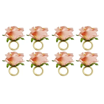 8Pcs Rožių Gėlių Servetėlių Žiedai, Amatų Vynuogių Projekto Vystymo Savininkas, Žiedai, Stalo Dekoracijos vestuvėms, Valentino,Pokylių