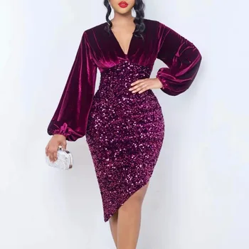 Afrikos Suknelės Moterims Aksomo China Dashiki Bodycon Afrikos Drabužių Mados Elegantiškas Office Lady Suknelės 2024 M. Afrikos Drabužiai