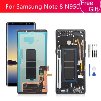 Amoled skystųjų kristalų (lcd Samsung Galaxy Note 8, lcd N950 N950F Ekranas jutiklinis ekranas skaitmeninis keitiklis komplektuojami su Rėmo pakeitimas, remontas, dalys