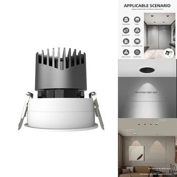 Anti-Glare LED, COB Dėmesio 7W Aliuminio Valgomojo Kambario, Biuro, Miegamojo Apšvietimas Ginklą Juoda+Balta 4000 K