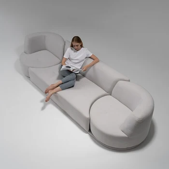 Audinio Šiaurės Gyvenamasis Kambarys Su Sofa-Modernūs, Prabangūs Minimalistinio Dizaineris Lounge Tingus Jaukus Sofos-Lovos Divano Letto Japandi Stiliaus Baldai