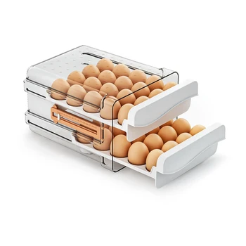 Balta Kiaušinių Laikymo Dėžutė Šaldytuvas 40 Skaičiuoti,Didelės Talpos Kiaušinių Organizatorius Šaldytuvas, Skaidrus Kiaušinių Laikiklis Šaldytuvas