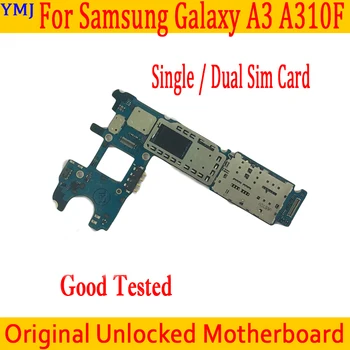 Be ID Sąskaitą Samsung Galaxy A3 A310F Plokštė Originalus Single / Dual Sim Kortelę Su Android Sistema Atrakinta Mainboard