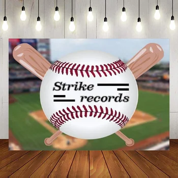 Beisbolo 1-asis Gimtadienis Fonas Šiek tiek Slugger Tekinimo Viena Gimtadienio Fotografijos Fone White Stripes Temos Dekoras Reklama