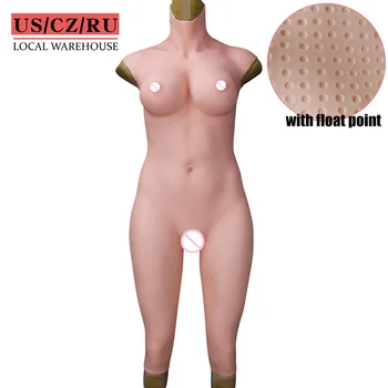 Bodysuit 7-osios Kartos Silikono Netikrą Pūlingas Makšties Bodysuit Už Crossdressing Fake Boobs Shemale Transseksualų Drag Queen ' Tit