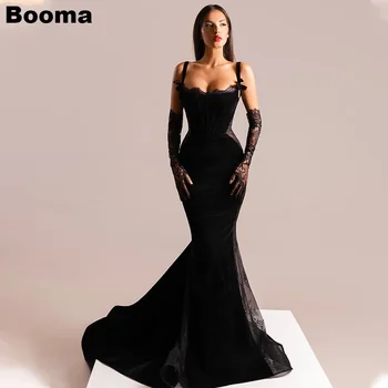 Booma Juoda Sexy Undinė Vakaro Suknelės Brangioji Nėrinių Oficialus Suknelė Moterims Valyti Traukinio Elegantiškas Šalis Prom Chalatai