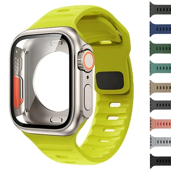 Byloje+Diržu, Apple Watch Band 45mm 44mm 41mm 42 40mm Smart Silikono Apyrankę Iwatch Serijos 3 4 5 6 Se 7 8 Keitimas Ultra Atveju