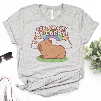 Capybara viršuje moterų grafinis streetwear viršaus mergina grafinis manga juokinga drabužiai