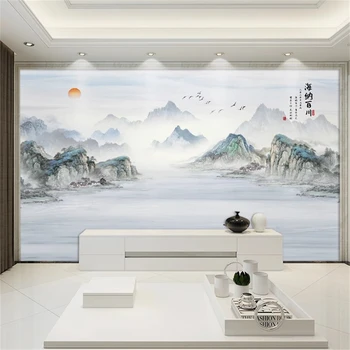 Custom 3D tapetų Kinijos rašalo plauti kraštovaizdžio freskos TV foną kambarį tapetai miegamajame menas, Sienų lipdukai