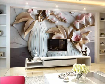 Custom foto tapetai, 3D Phalaenopsis reljefinis fonas sienos kambarį dekoratyvinis dažymas vaza freskos sienos popieriaus
