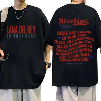 Dainininkė Lana Del Rey Medaus Grafinis T Marškinėliai Vyrams Moterų Hip-Hop Atsitiktinis Negabaritinių Medvilnės T-Shirt, Derliaus Estetinės Streetwear