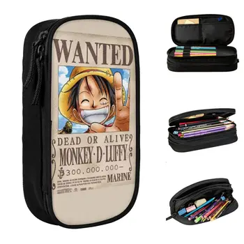 Didelės talpos Pieštuko Atveju Piratų Karalius Anime Plakatas Monkey D. Luffy Merch Dvigubo Sluoksnio Pieštuko Atveju, Raštinės reikmenys Mergina Makiažas Krepšiai