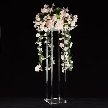 Didmeninė skaidraus akrilo vestuvių dekoras aukso gėlių stovas šiuolaikinių vestuvių stalo centerpieces vaza