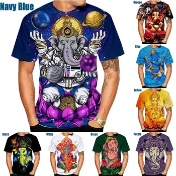 Dievo Išminties Ganeša T Shirts 3D Spausdinimo Indų Ganeša Marškinėlius Vyrų Ir Moterų Apranga Trumpas Rankovės Kvėpuojantis Streetwear Viršūnės