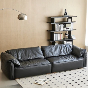 Dramblys ausis pilna odos sofos, modernus paprasta kambarį inline tris-asmuo, mažas butas italijos minimalistinio sofa