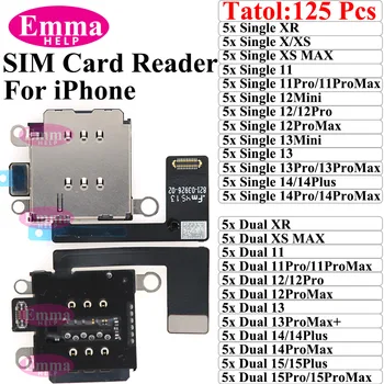 EmmaHelp Dual Sim Card Reader Jungtis, Flex Cable For IPhone 11 12 13 15 Pro Max 14 Plius XR Vieno Dėklo Lizdo Laikiklį Adapteris