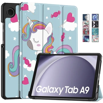 Funda Samsung Galaxy Tab A9 Atveju 8.7 colių Mielas Dažytos Kartus Odos Padengti Coque Galaxy Tab A9 8.7 SM X110 X115 Atveju Vaikai