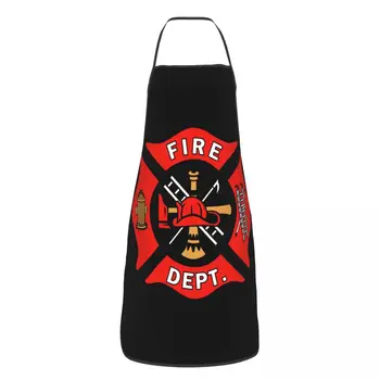 Gaisrininkų Departamento Logotipas Prijuostė Moterims, Vyrams Unisex kombinezonai su Antkrūtiniais Gaisrininkas Priešgaisrinės Gelbėjimo Virtuvės Valgių Tablier Virtuvės Šefas Sodas