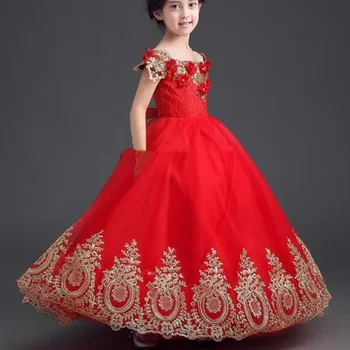 Gėlių Mergaitės Suknelė Išskirtinį Valtis Kaklo Lankas Grindų Ilgis Vaikus Mergina Vestuvių, Gimtadienio Pirmoji Komunija Atostogų Suknelė