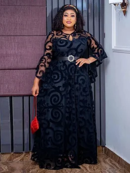 Ilgomis Rankovėmis Šifono Suknelės Moterims Afrikos Dashiki Spausdinti Skraiste Dubajus Abayas Vestuves Gimtadienis Suknelė 2024 Rudens Drabužių