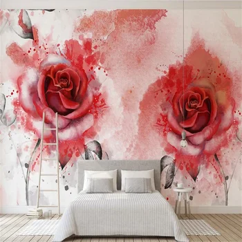Individualizuotos fono paveikslėlį 3d freskos modernus minimalistinio abstrakti akvarelė rankomis dažyti rožių fono sienos kambarį dekoratyvinis paintin