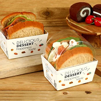 Individualų productSandwiches vyniojimo lauke desertas kepyklų maisto pakuočių pasiimti sumuštinių dėžutė su dangčiu