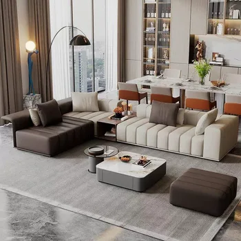 Italijos minimalistinio karvės odos sofa modernios šviesos prabanga kambarį kūrybos spalvų kratinys fortepijono klavišą modulis sofa