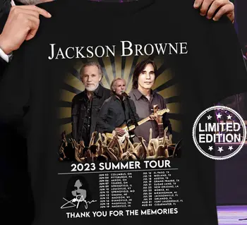 Jackson Browne 2023 M. Vasaros Kelionių Ačiū Už Prisiminimus Medvilninius Juodos spalvos Marškinėlius ilgomis rankovėmis